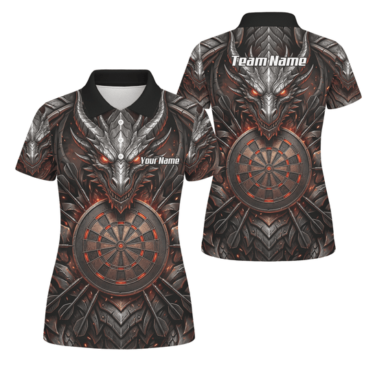 Dart Trikot Damen – Drachen & Dartboard Motiv, Schwarz - Rot J1144 - Outfitsuche