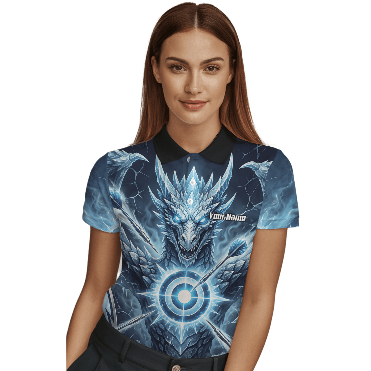 Dart Trikot Damen – Eisdrache Design Blau Personalisierbar G6897 - Outfitsuche