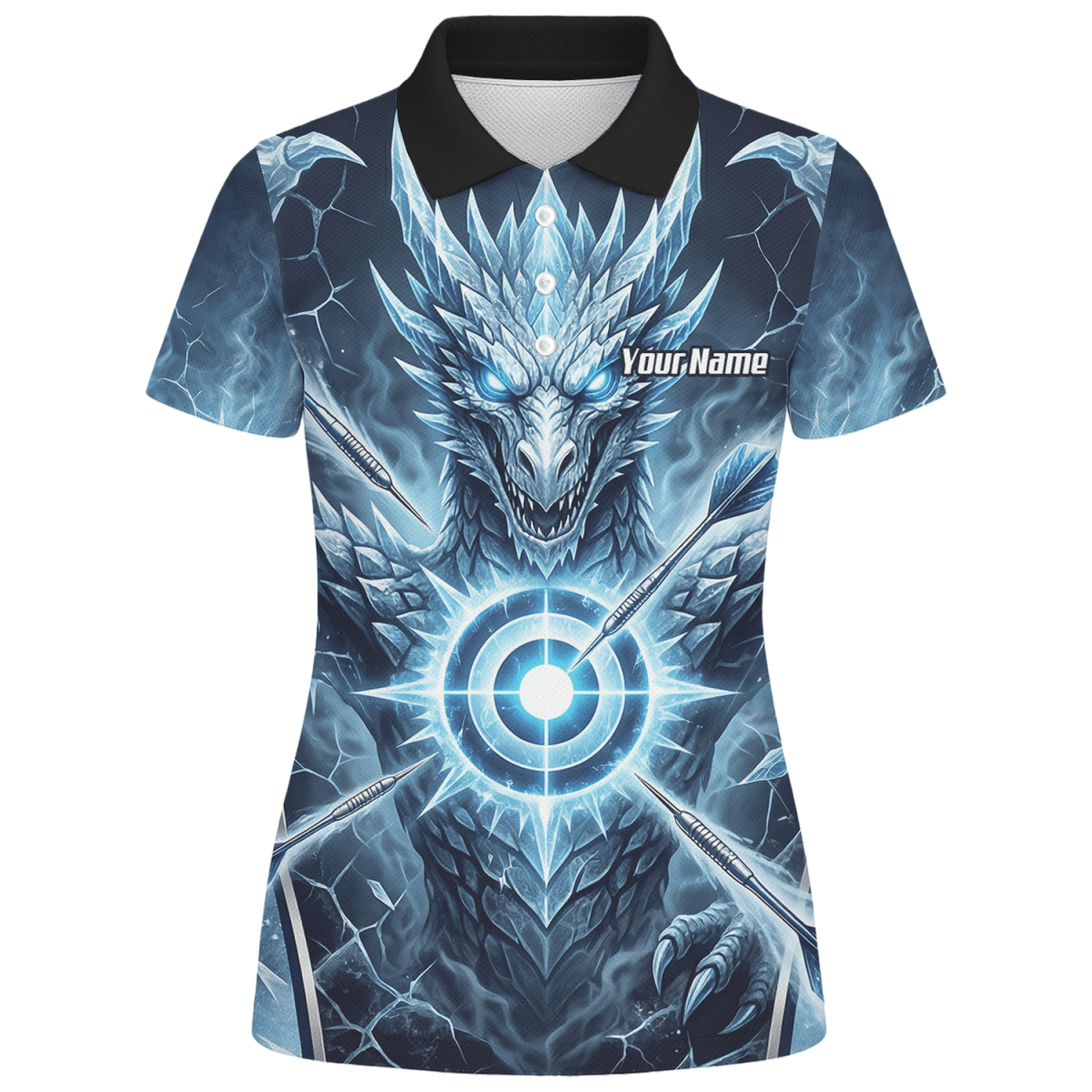 Dart Trikot Damen – Eisdrache Design Blau Personalisierbar G6897 - Outfitsuche