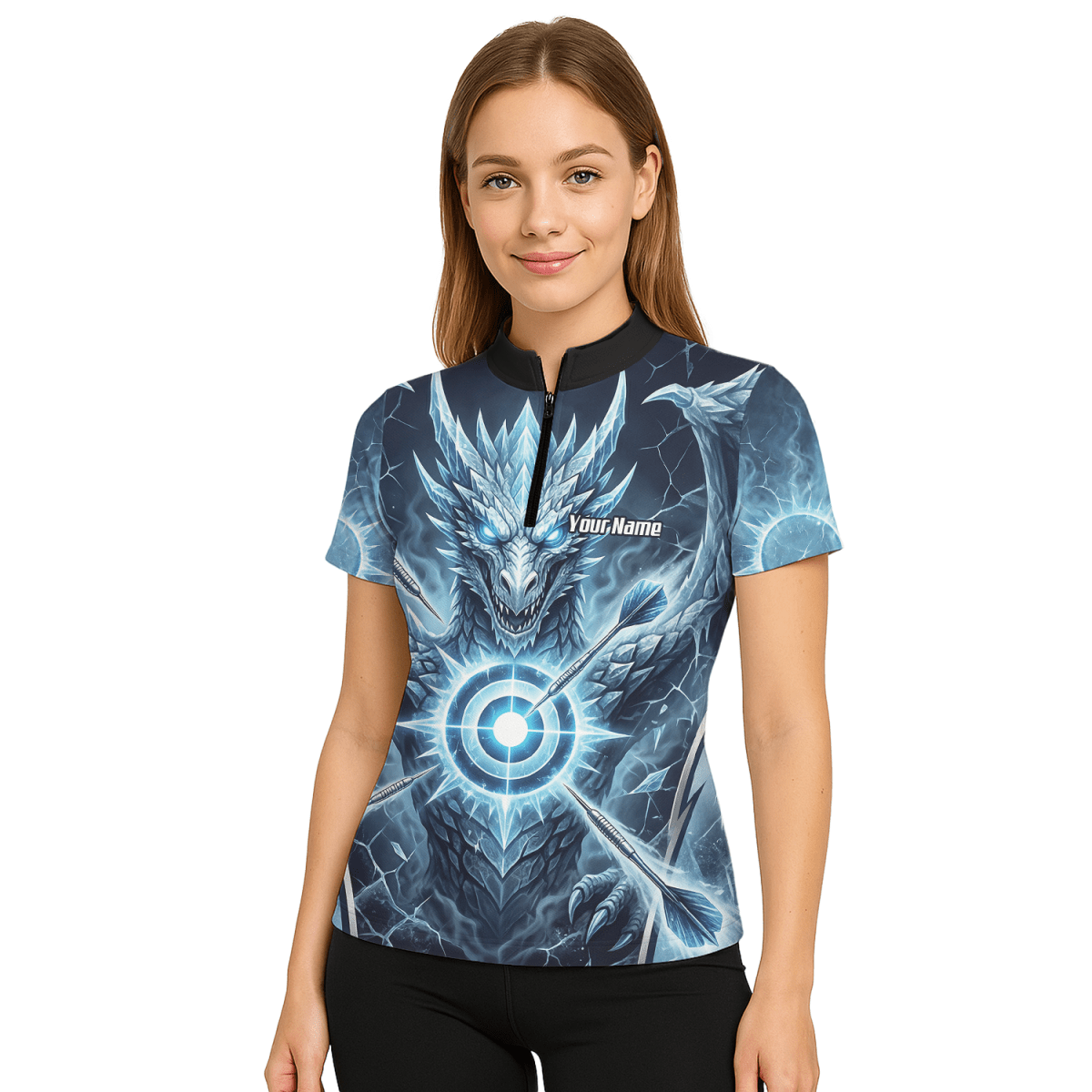 Dart Trikot Damen – Eisdrache Design Blau Personalisierbar G6897 - Outfitsuche