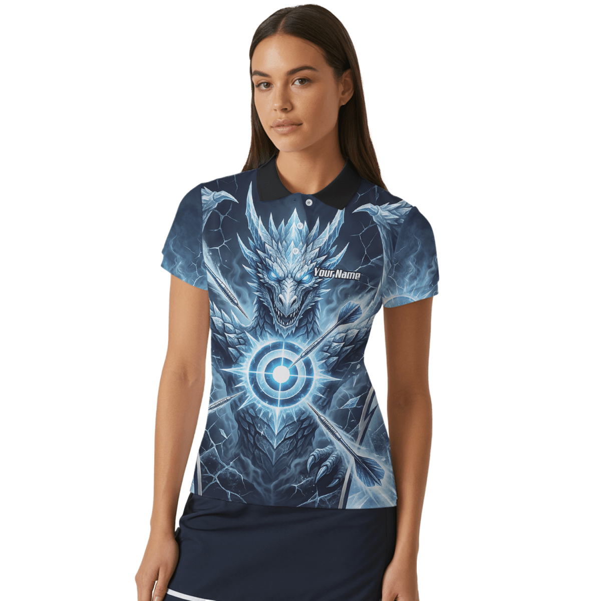 Dart Trikot Damen – Eisdrache Design Blau Personalisierbar G6897 - Outfitsuche