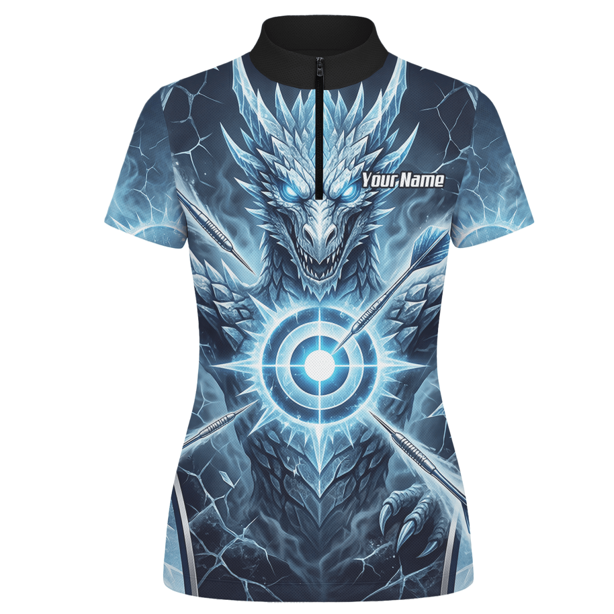 Dart Trikot Damen – Eisdrache Design Blau Personalisierbar G6897 - Outfitsuche