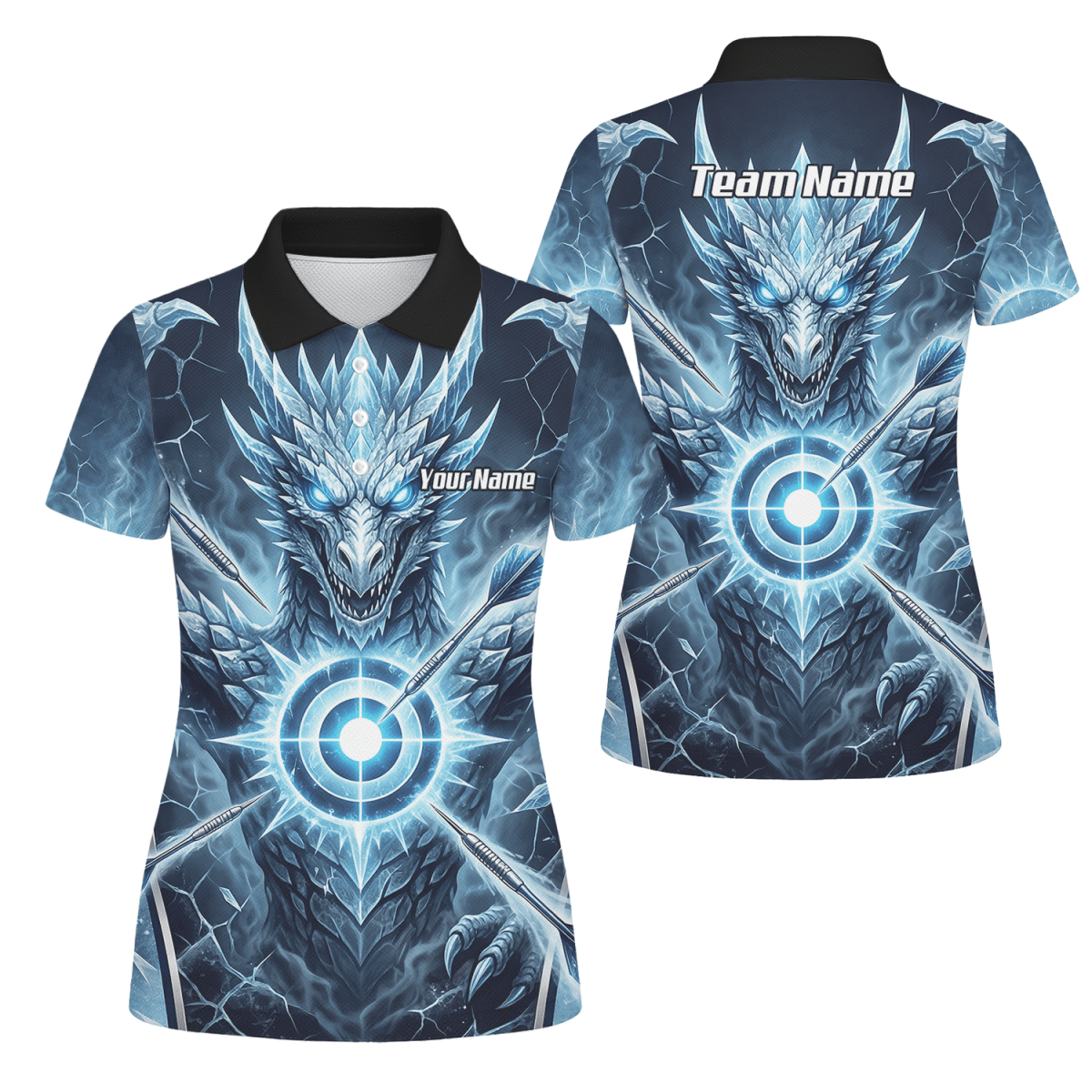Dart Trikot Damen – Eisdrache Design Blau Personalisierbar G6897 - Outfitsuche