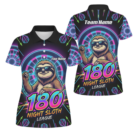 Dart Trikot Damen – Faultier 180 Night Sloth Neon Design Schwarz I5226 - Outfitsuche