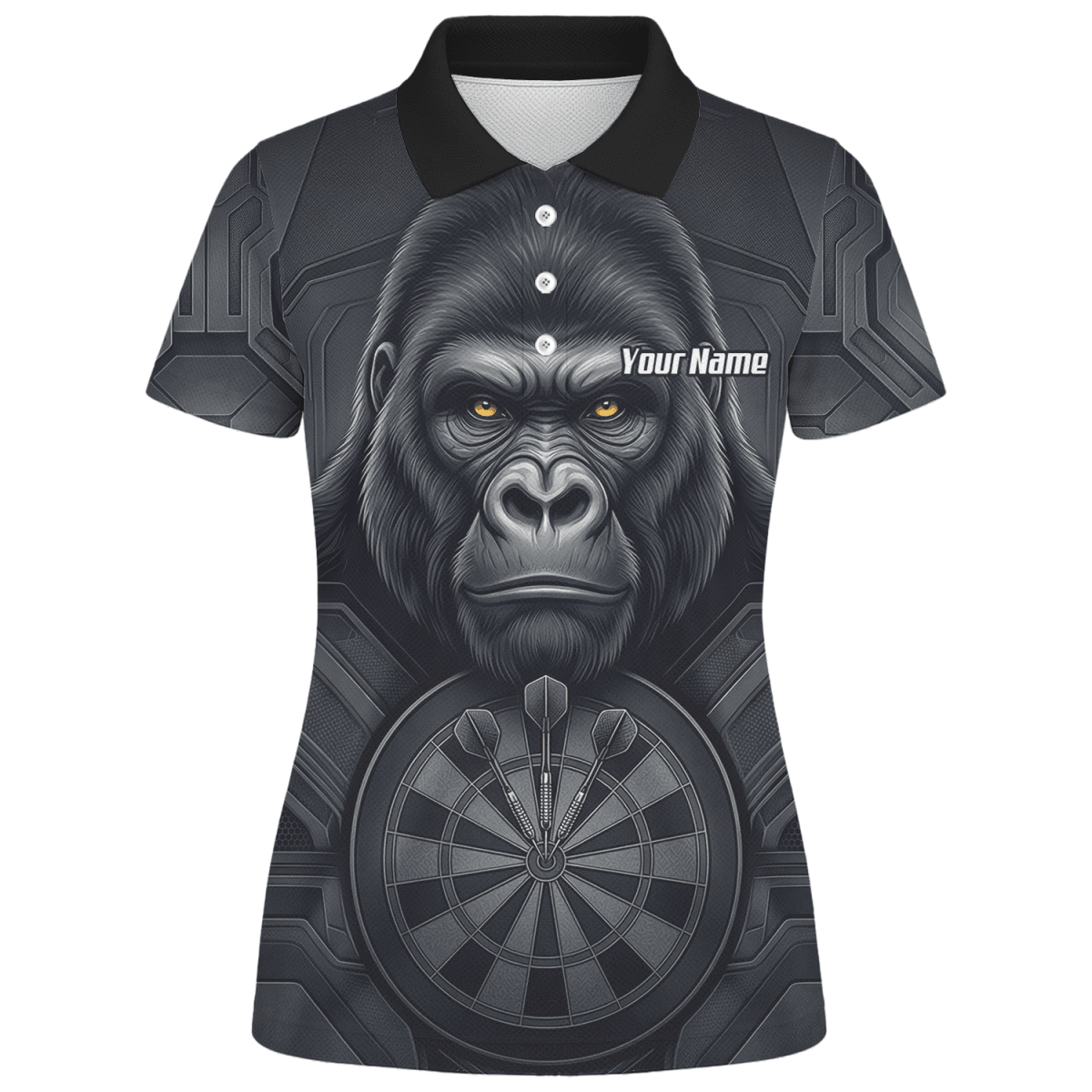 Dart Trikot Damen – Gorilla Motiv Schwarz & Anthrazit Personalisierbar M1900 - Outfitsuche