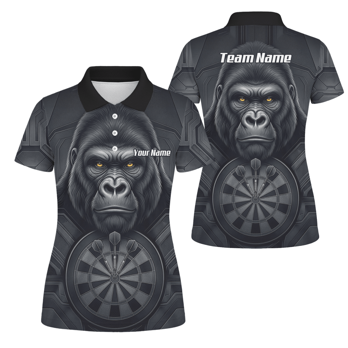 Dart Trikot Damen – Gorilla Motiv Schwarz & Anthrazit Personalisierbar M1900 - Outfitsuche