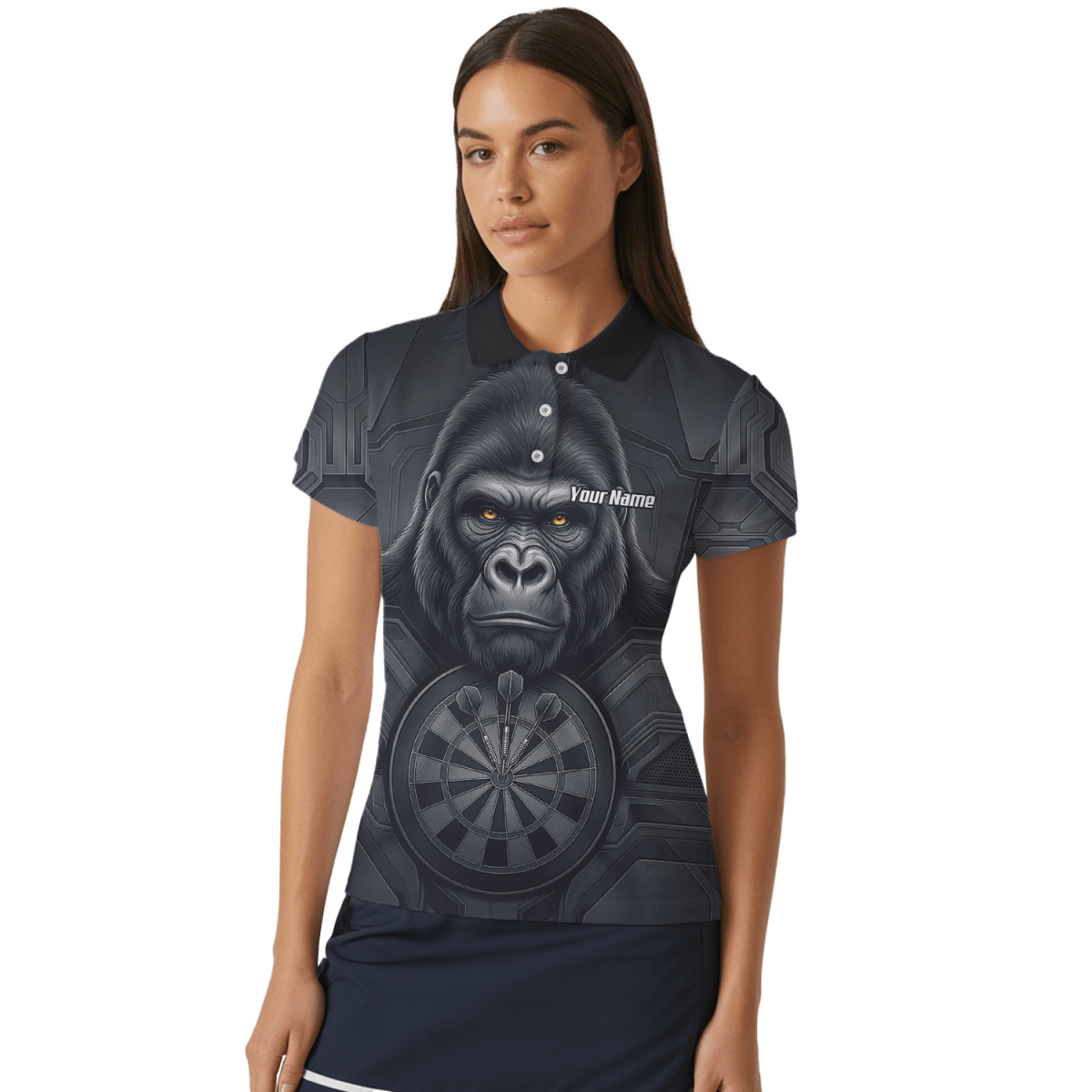 Dart Trikot Damen – Gorilla Motiv Schwarz & Anthrazit Personalisierbar M1900 - Outfitsuche
