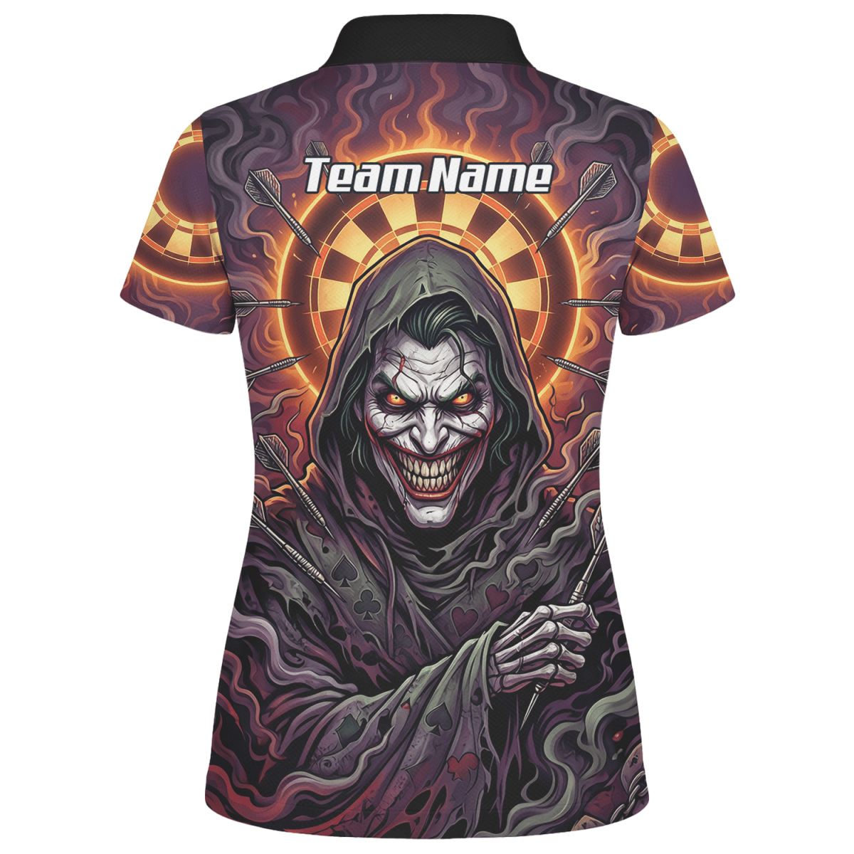 Dart Trikot Damen – Joker Motiv Personalisierbar Lila Schwarz E6621 - Outfitsuche