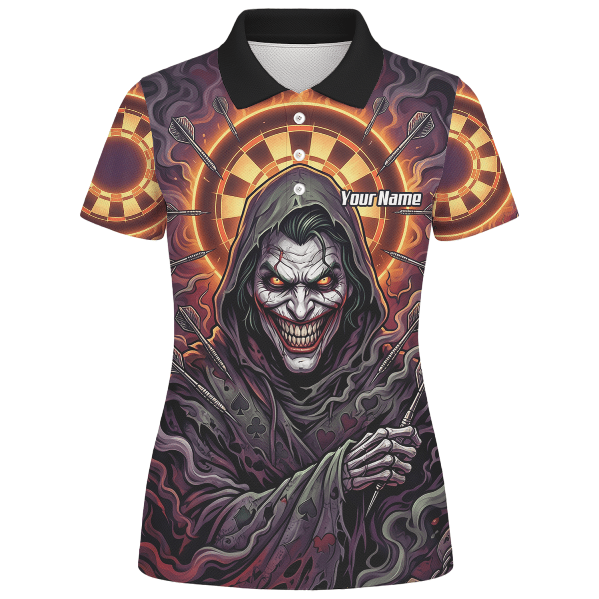 Dart Trikot Damen – Joker Motiv Personalisierbar Lila Schwarz E6621 - Outfitsuche