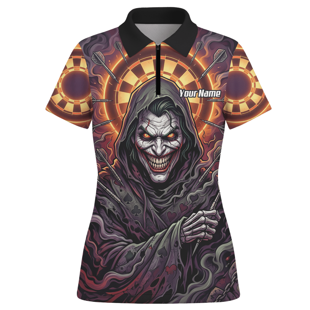Dart Trikot Damen – Joker Motiv Personalisierbar Lila Schwarz E6621 - Outfitsuche