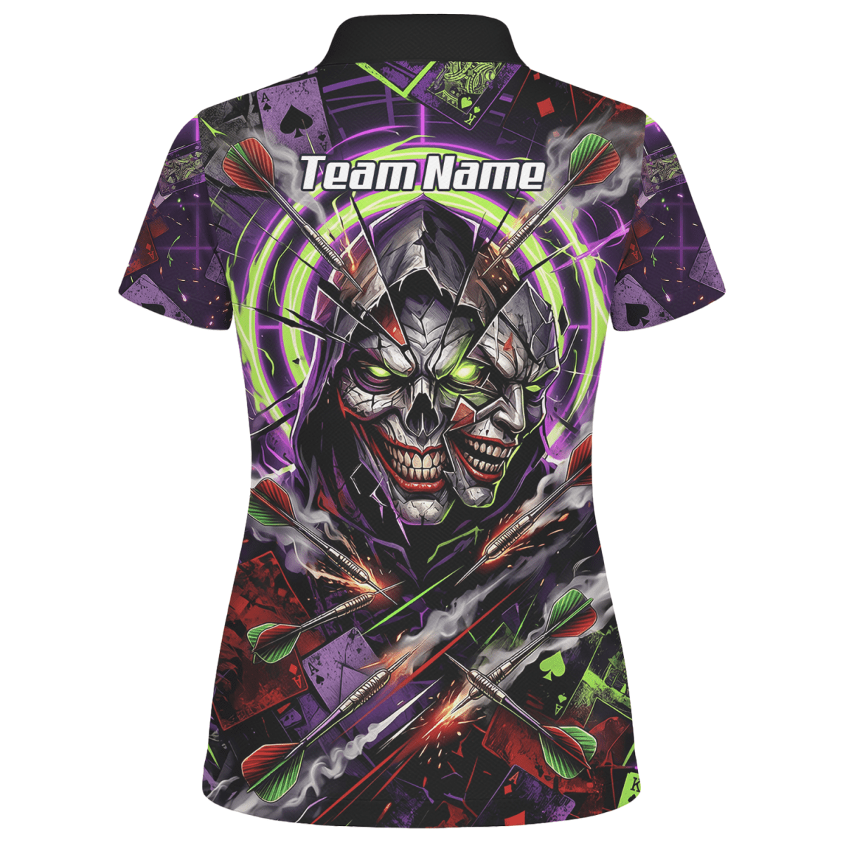 Dart Trikot Damen – Joker Totenkopf Neon Grün Violett Personalisierbar B1668 - Outfitsuche