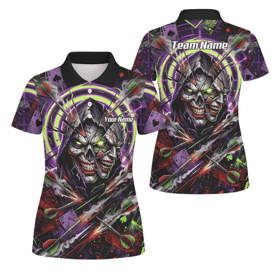Dart Trikot Damen – Joker Totenkopf Neon Grün Violett Personalisierbar B1668 - Outfitsuche