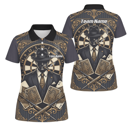 Dart Trikot Damen – Mafia Gentleman Poker Design Schwarz Gold A7182 - Outfitsuche