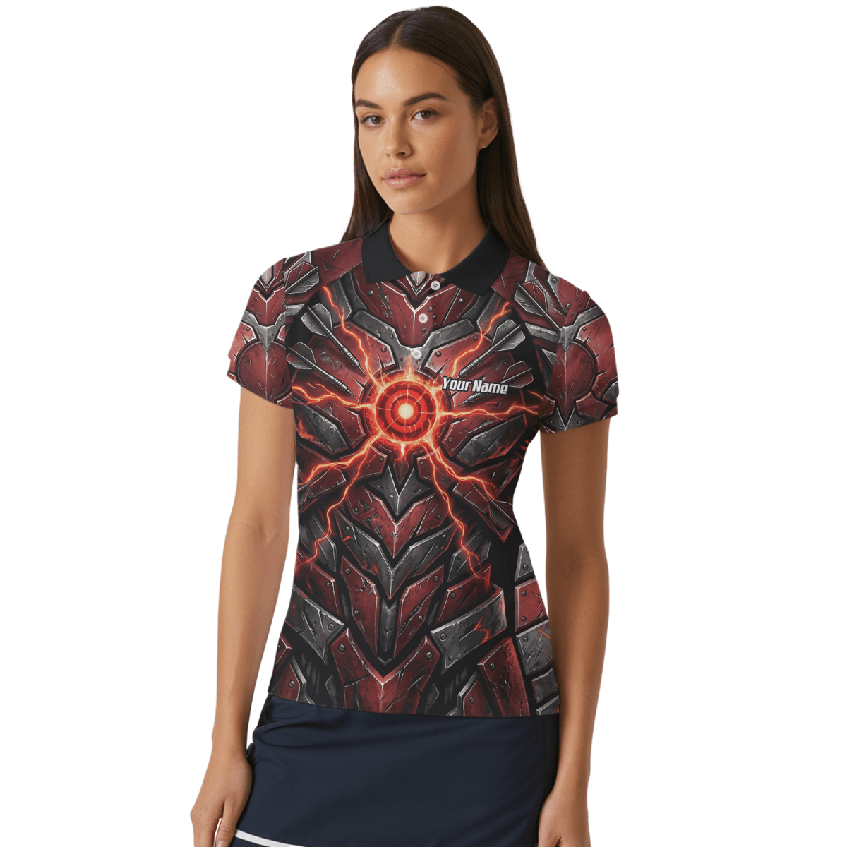 Dart Trikot Damen – Mech - Rüstung Rot Schwarz, Personalisierbar A9366 - Outfitsuche