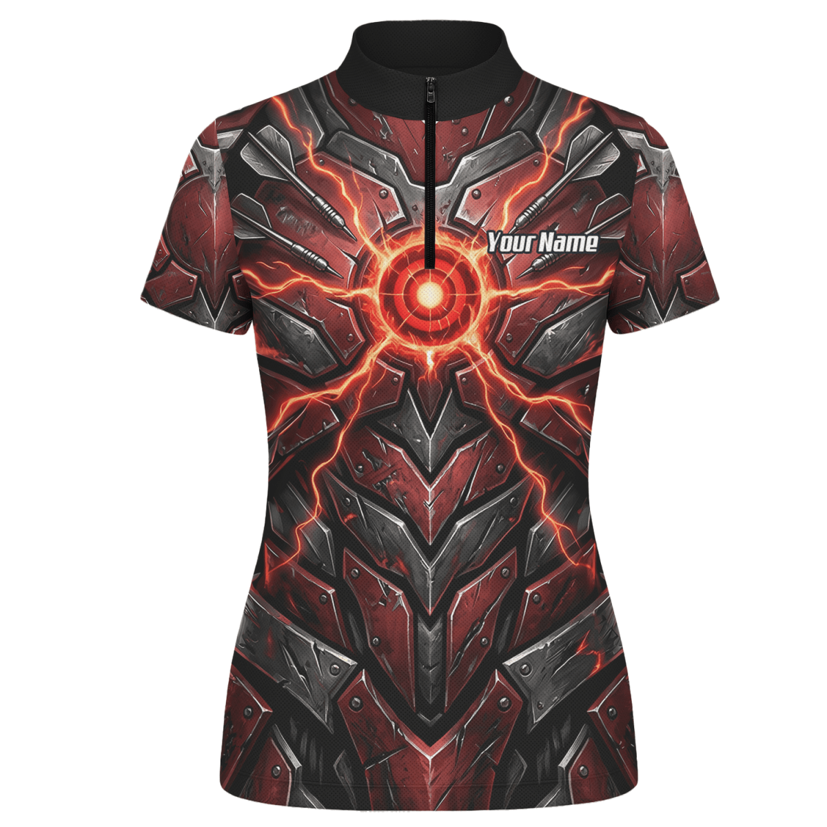 Dart Trikot Damen – Mech - Rüstung Rot Schwarz, Personalisierbar A9366 - Outfitsuche
