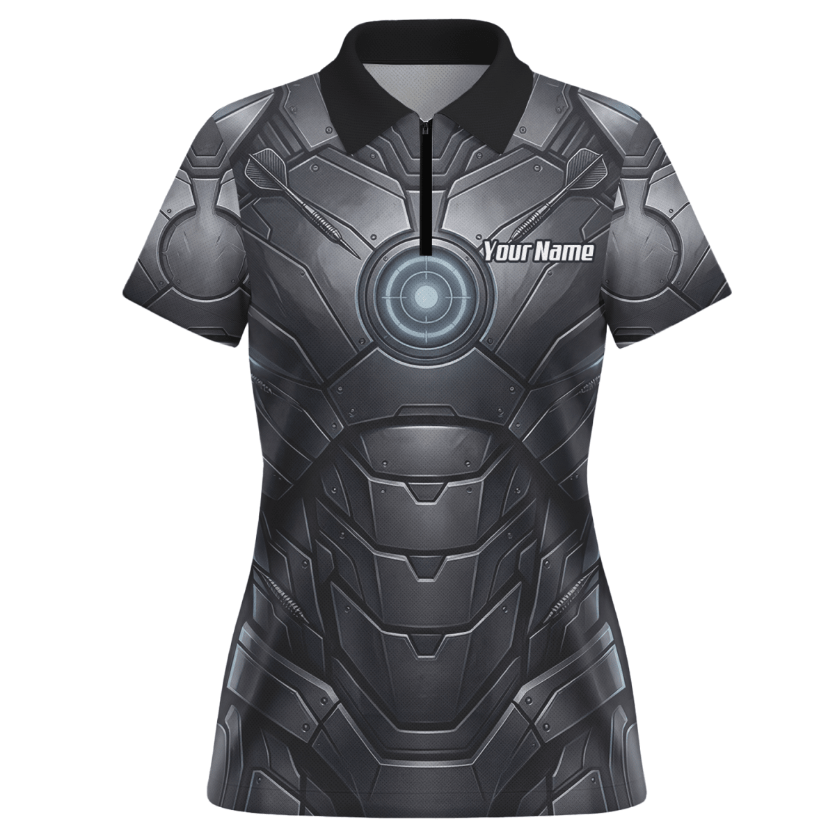 Dart Trikot Damen – Mechanik Rüstung Design Schwarz Personalisierbar K1040 - Outfitsuche