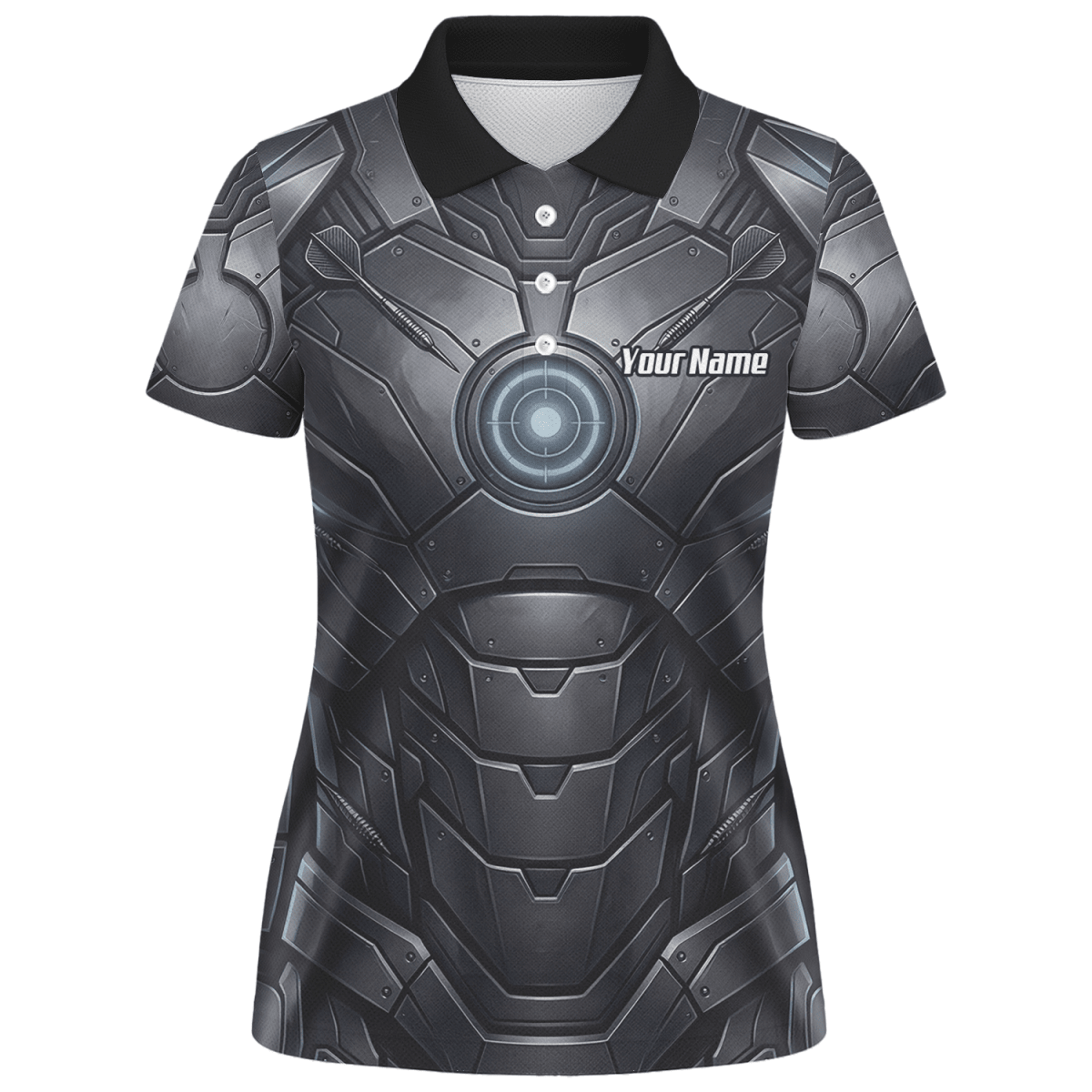 Dart Trikot Damen – Mechanik Rüstung Design Schwarz Personalisierbar K1040 - Outfitsuche