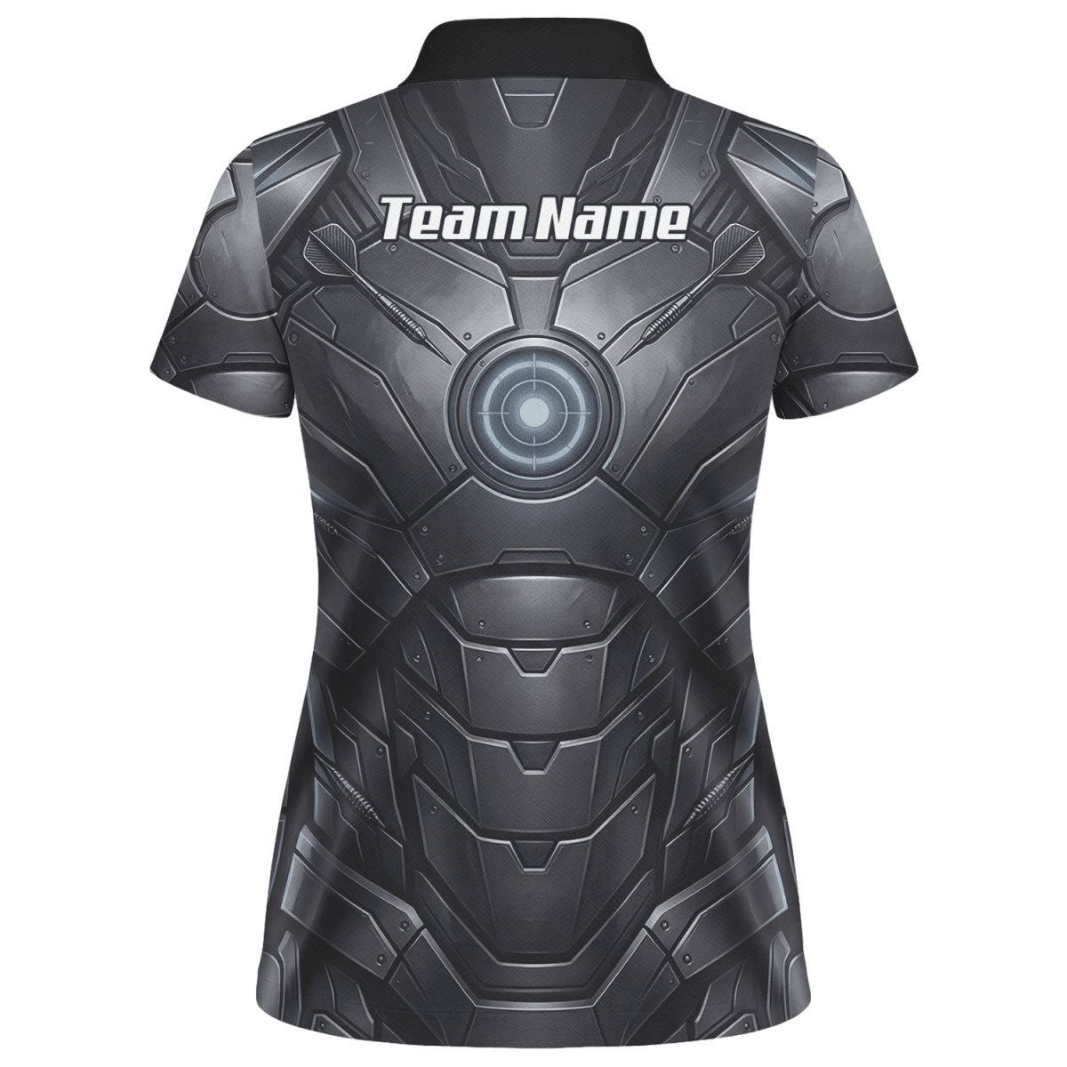 Dart Trikot Damen – Mechanik Rüstung Design Schwarz Personalisierbar K1040 - Outfitsuche