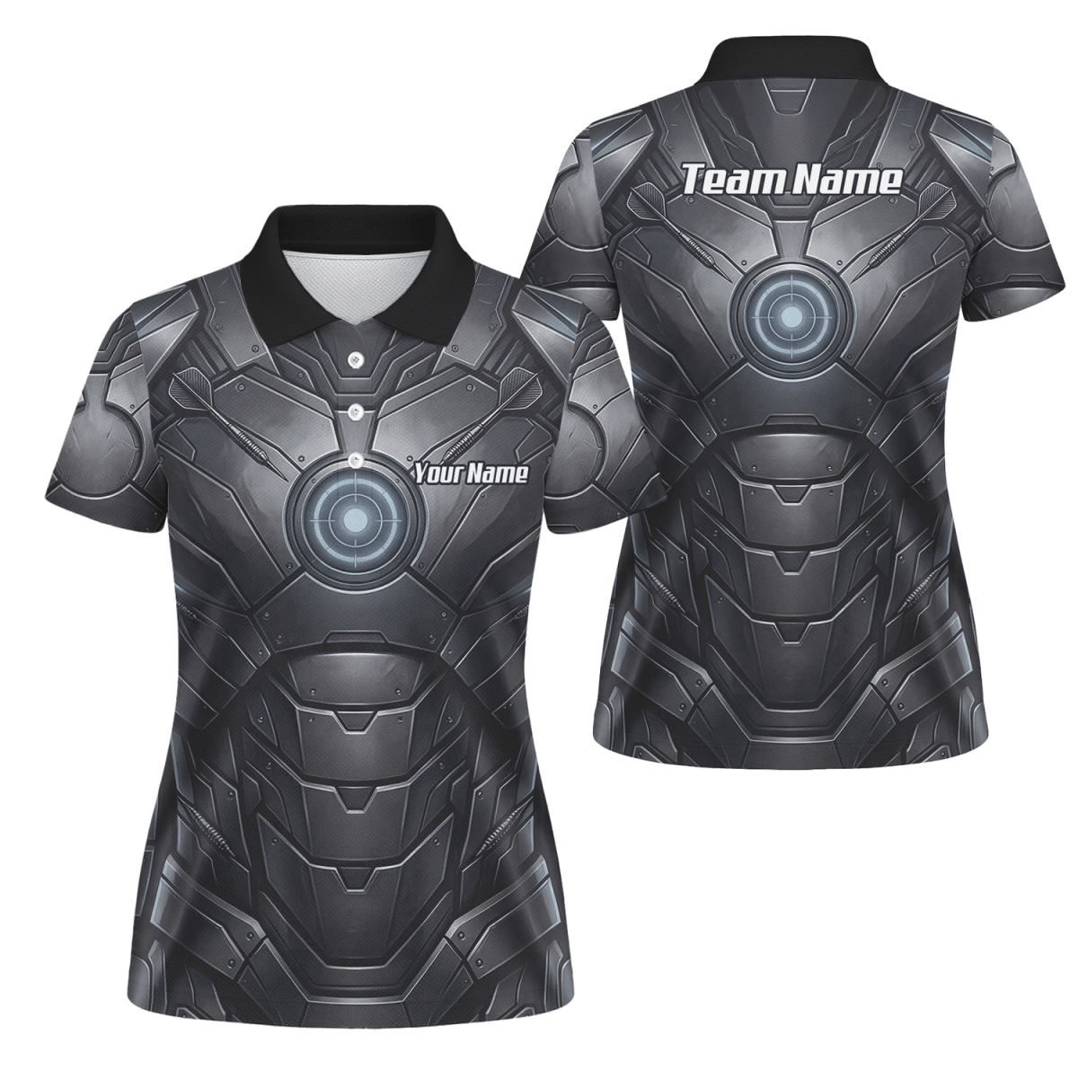 Dart Trikot Damen – Mechanik Rüstung Design Schwarz Personalisierbar K1040 - Outfitsuche