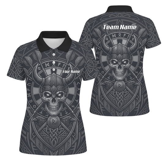 Dart Trikot Damen mit Wunschname – Wikinger Totenkopf Runen Grau K6994 - Outfitsuche