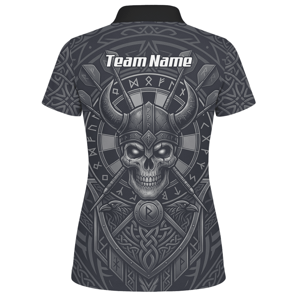 Dart Trikot Damen mit Wunschname – Wikinger Totenkopf Runen Grau K6994 - Outfitsuche