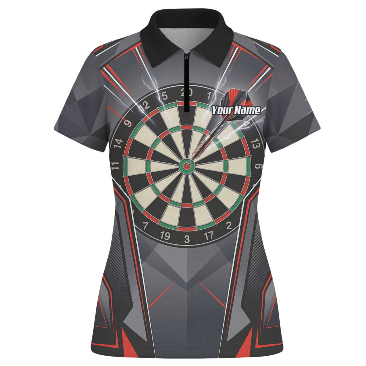 Dart Trikot Damen – Motiv Dartscheibe & Bullseye, Schwarz - Rot B4204 - Outfitsuche