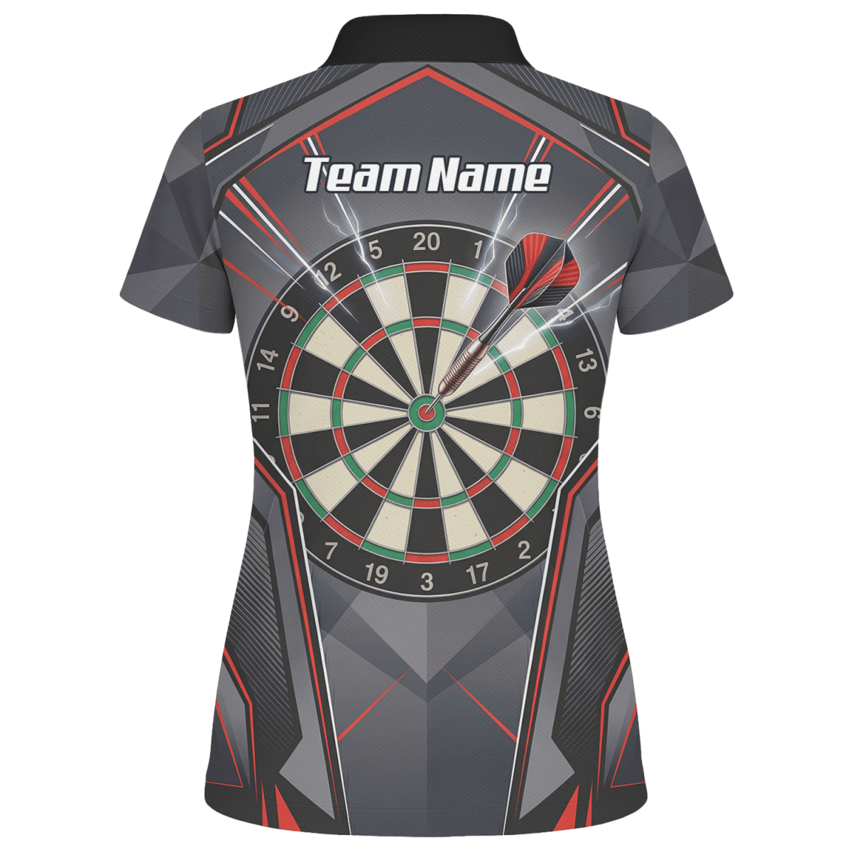 Dart Trikot Damen – Motiv Dartscheibe & Bullseye, Schwarz - Rot B4204 - Outfitsuche