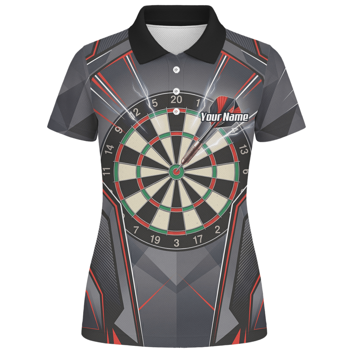 Dart Trikot Damen – Motiv Dartscheibe & Bullseye, Schwarz - Rot B4204 - Outfitsuche