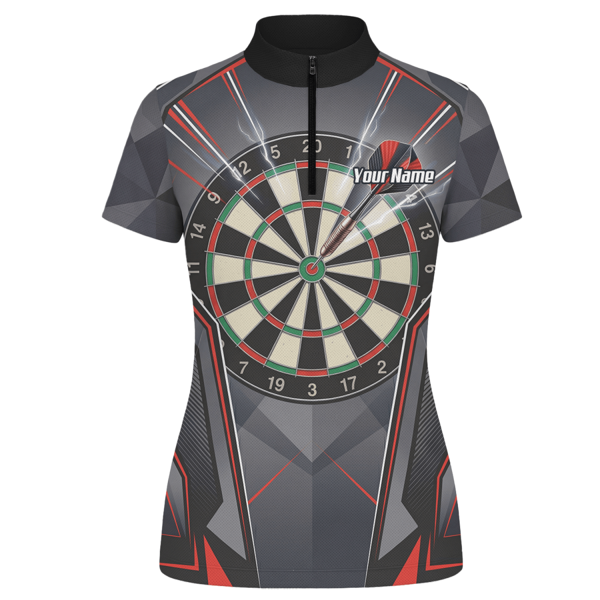 Dart Trikot Damen – Motiv Dartscheibe & Bullseye, Schwarz - Rot B4204 - Outfitsuche
