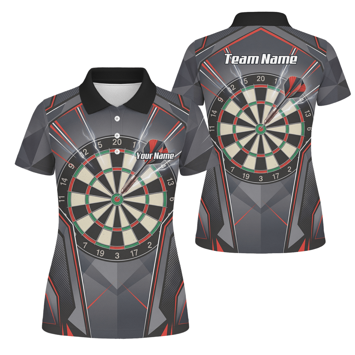 Dart Trikot Damen – Motiv Dartscheibe & Bullseye, Schwarz - Rot B4204 - Outfitsuche