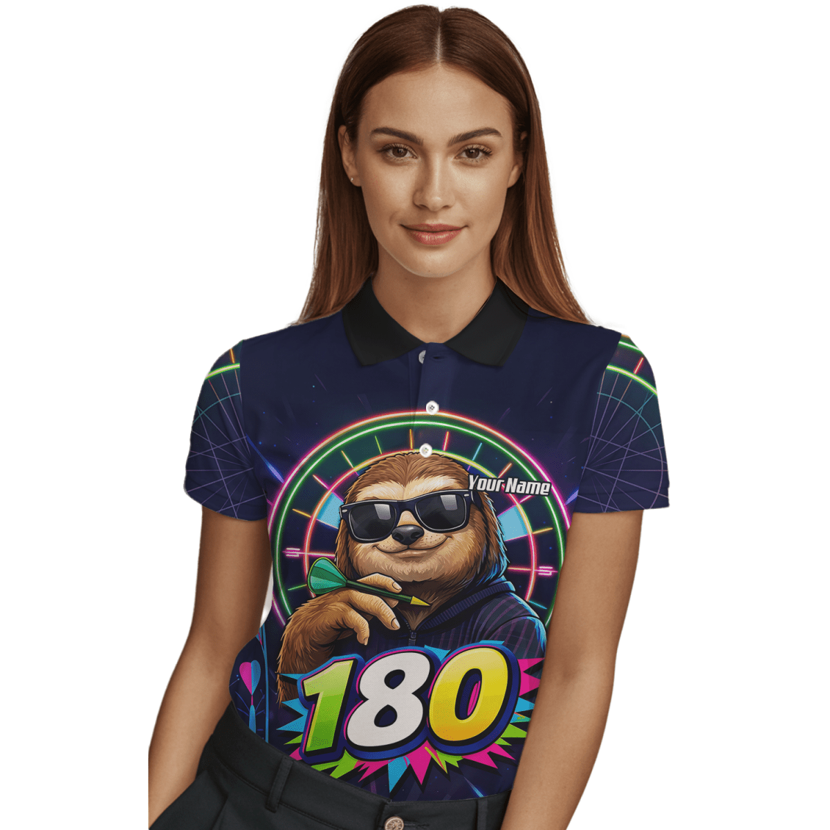 Dart Trikot Damen – Motiv Faultier 180 Neon Personalisiert Y8867 - Outfitsuche