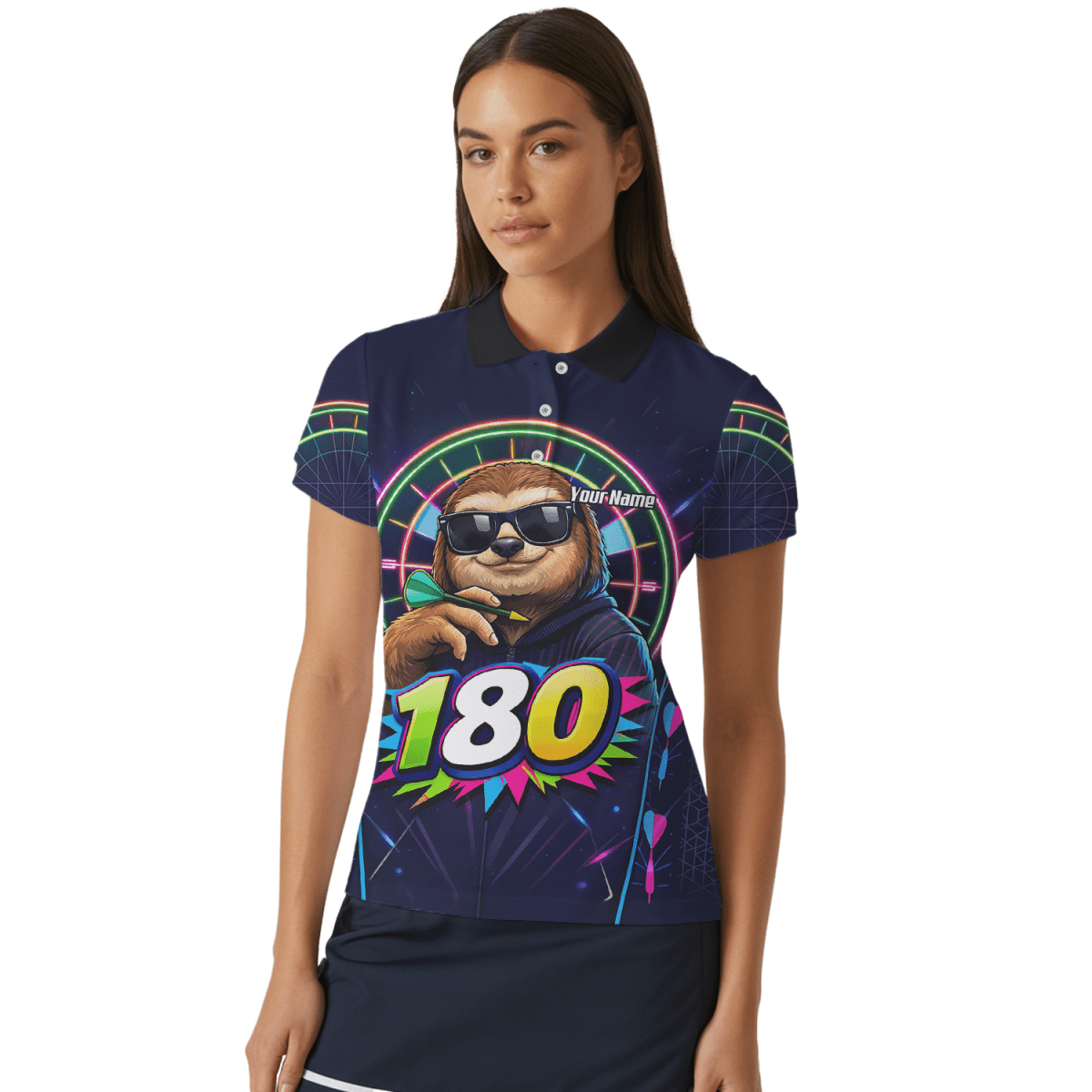 Dart Trikot Damen – Motiv Faultier 180 Neon Personalisiert Y8867 - Outfitsuche