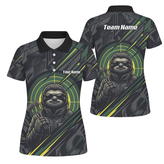 Dart Trikot Damen – Motiv Faultier Schwarz Grün personalisierbar I5001 - Outfitsuche