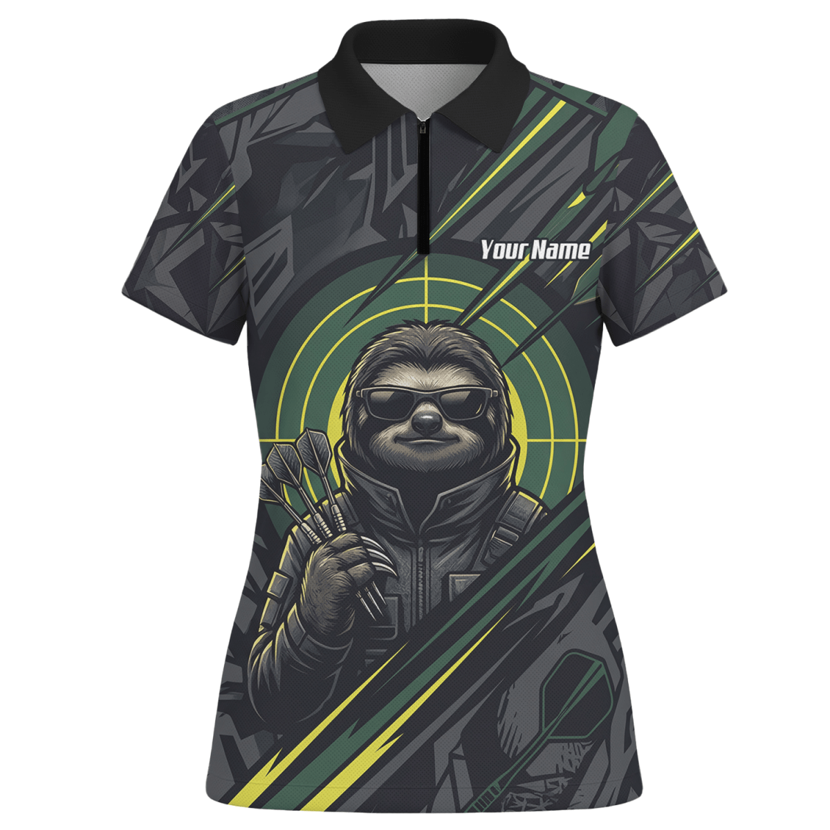 Dart Trikot Damen – Motiv Faultier Schwarz Grün personalisierbar I5001 - Outfitsuche