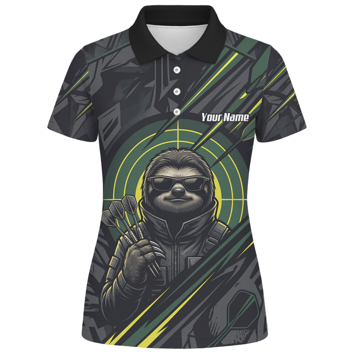 Dart Trikot Damen – Motiv Faultier Schwarz Grün personalisierbar I5001 - Outfitsuche