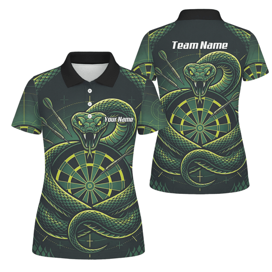 Dart Trikot Damen – Motiv Grüne Schlange & Dartscheibe – Schwarz J9840 - Outfitsuche