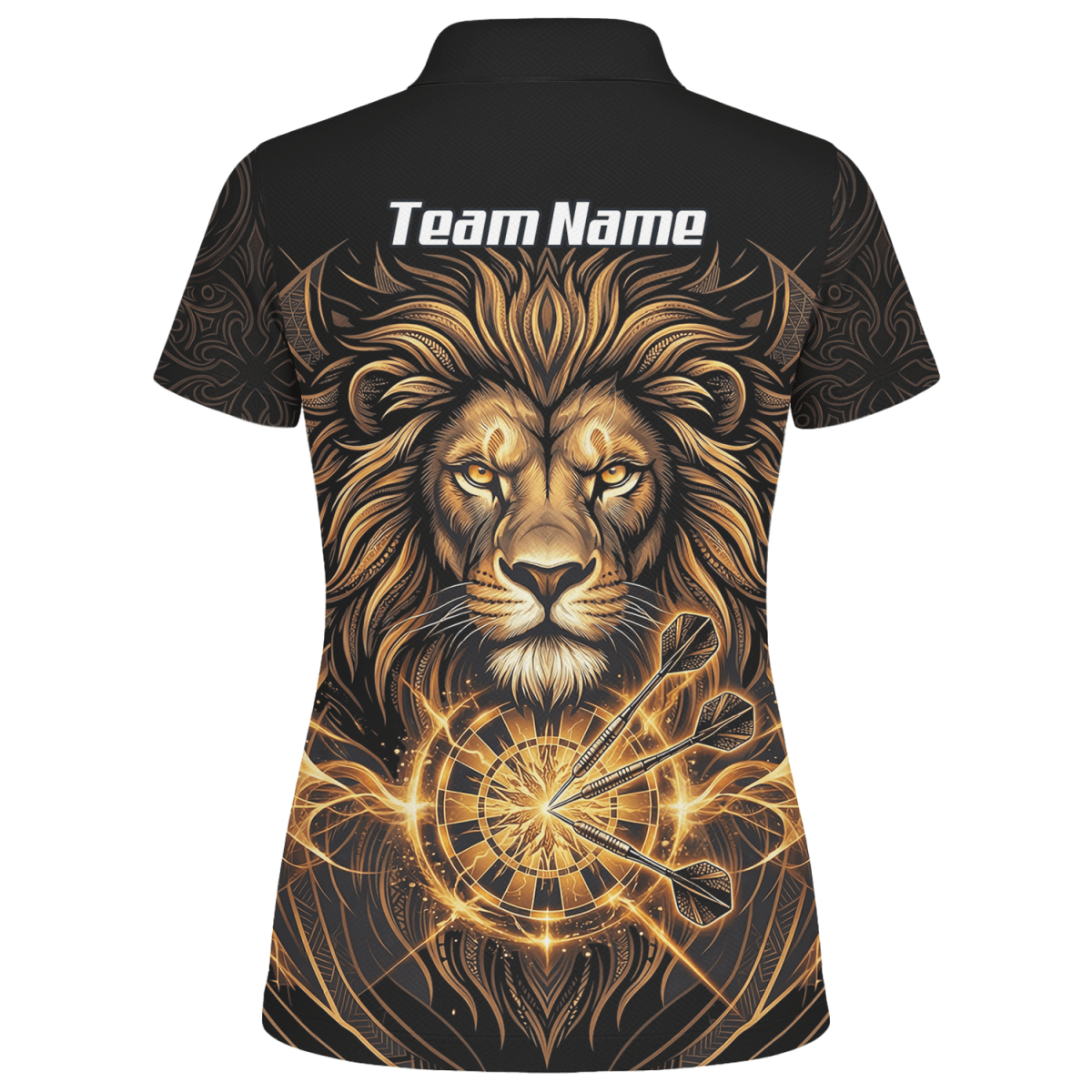 Dart Trikot Damen – Motiv Löwe Gold & Schwarz – Personalisierbar P5667 - Outfitsuche
