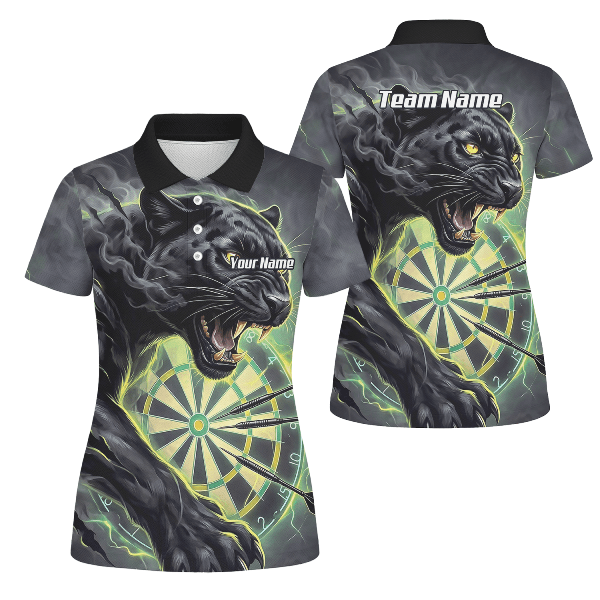 Dart Trikot Damen – Motiv Schwarzer Panther in Schwarz & Grün K7905 - Outfitsuche