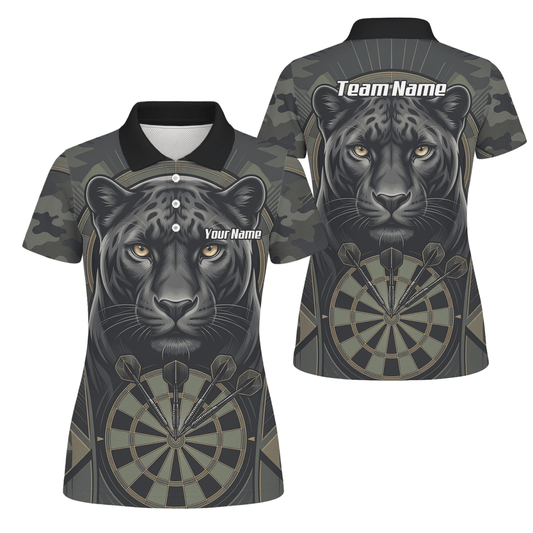 Dart Trikot Damen – Motiv Schwarzer Panther – Schwarz/Oliv Personalisierbar J7347 - Outfitsuche