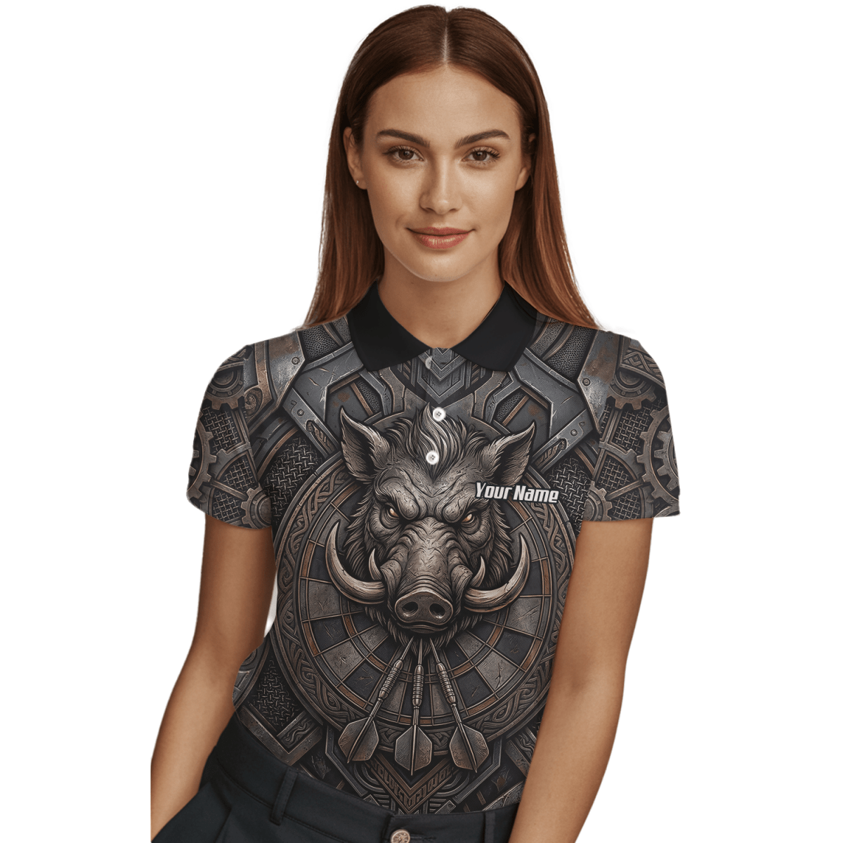 Dart Trikot Damen – Motiv Wildschwein Keiler – Anthrazit Bronze P3000 - Outfitsuche