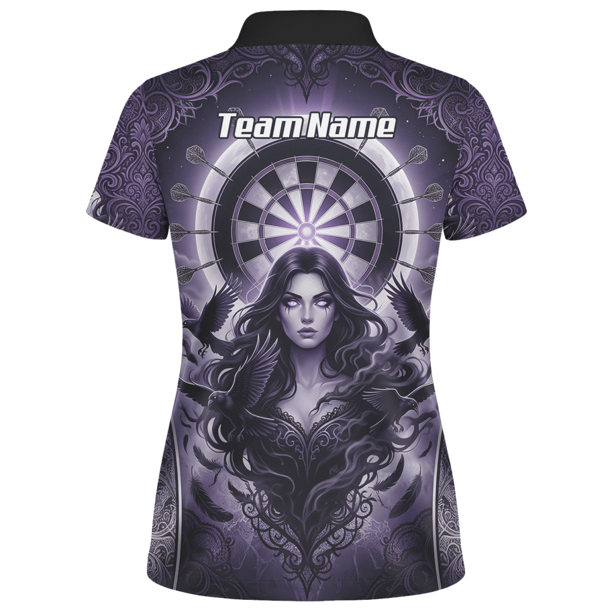 Dart Trikot Damen – Mystische Magierin & Raben Design Violett T5505 - Outfitsuche