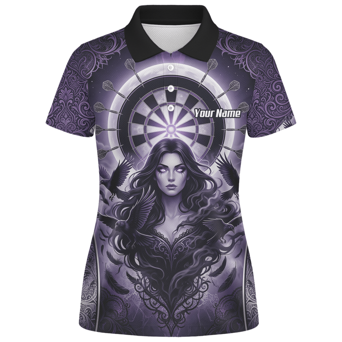 Dart Trikot Damen – Mystische Magierin & Raben Design Violett T5505 - Outfitsuche