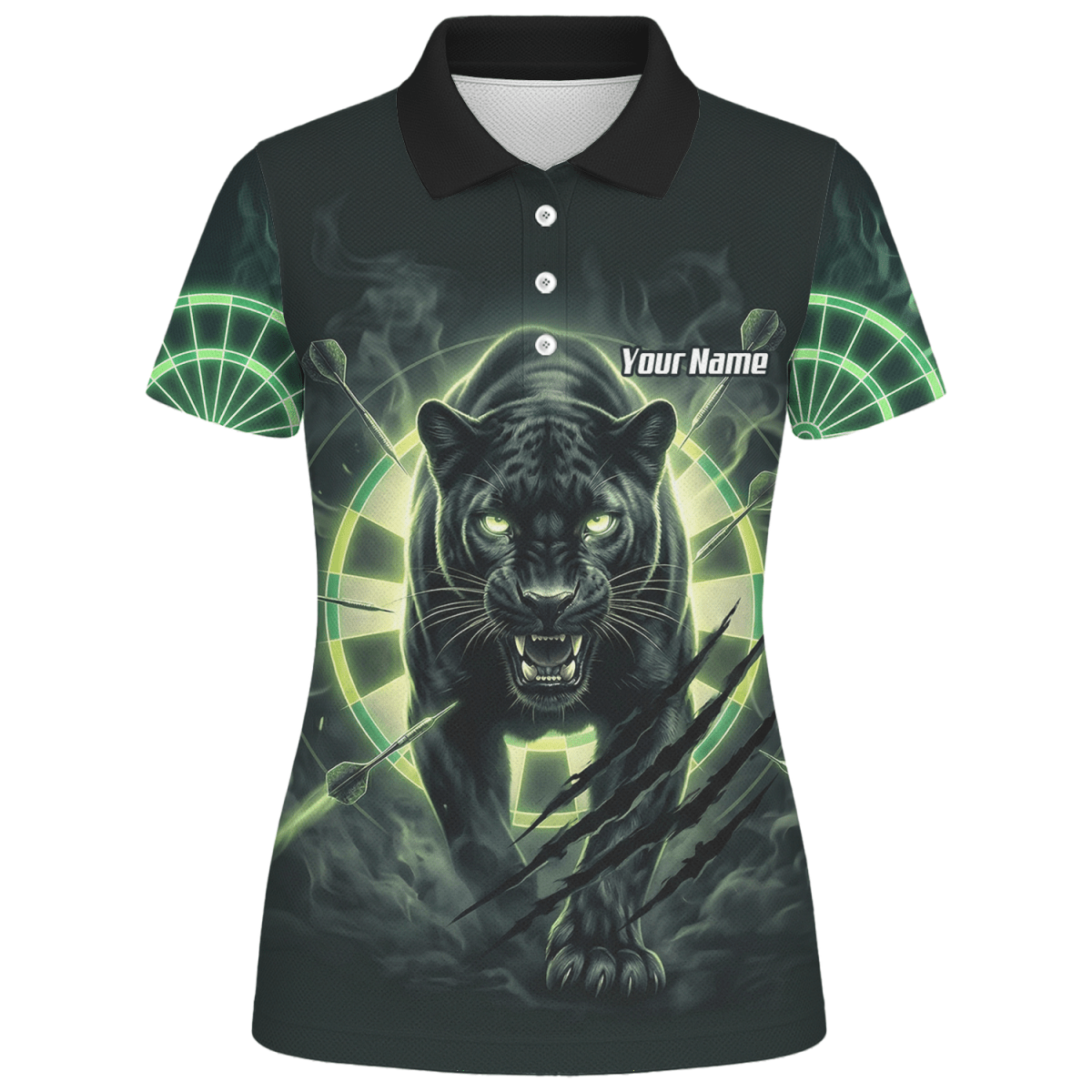 Dart Trikot Damen – Panther Motiv Schwarz - Grün Personalisiert F5579 - Outfitsuche