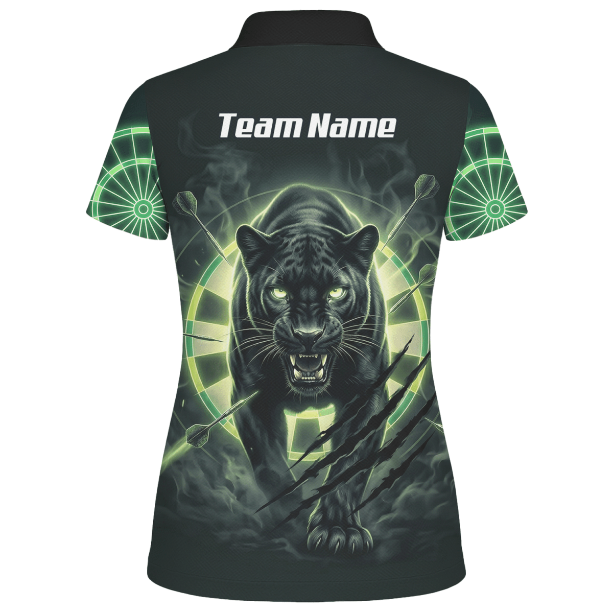 Dart Trikot Damen – Panther Motiv Schwarz - Grün Personalisiert F5579 - Outfitsuche