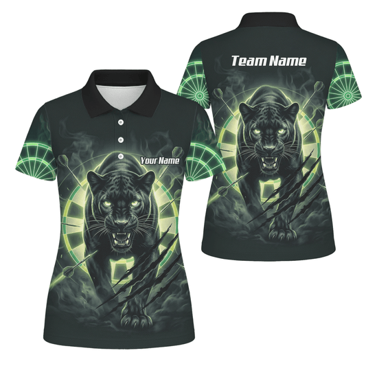 Dart Trikot Damen – Panther Motiv Schwarz - Grün Personalisiert F5579 - Outfitsuche