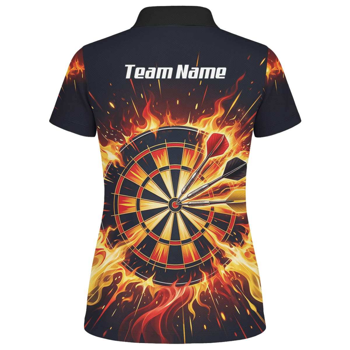 Dart Trikot Damen Personalisierbar – Brennende Dartscheibe Schwarz M1671 - Outfitsuche
