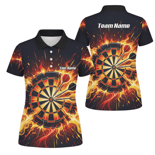 Dart Trikot Damen Personalisierbar – Brennende Dartscheibe Schwarz M1671 - Outfitsuche