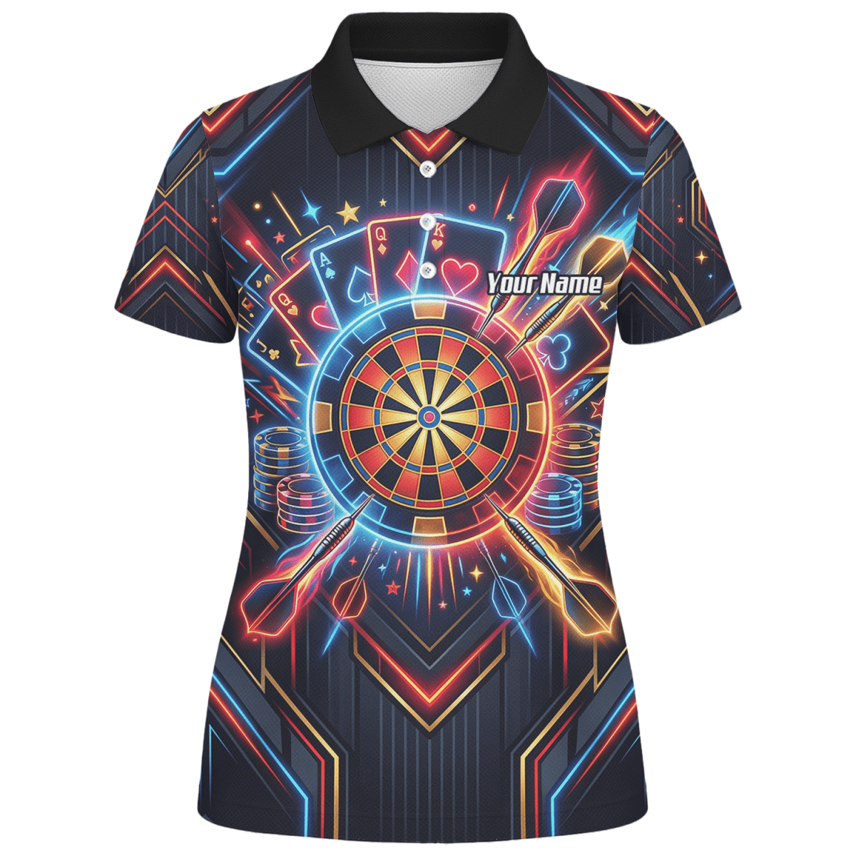 Dart Trikot Damen Personalisierbar – Casino Poker Design Neon I2744 - Outfitsuche