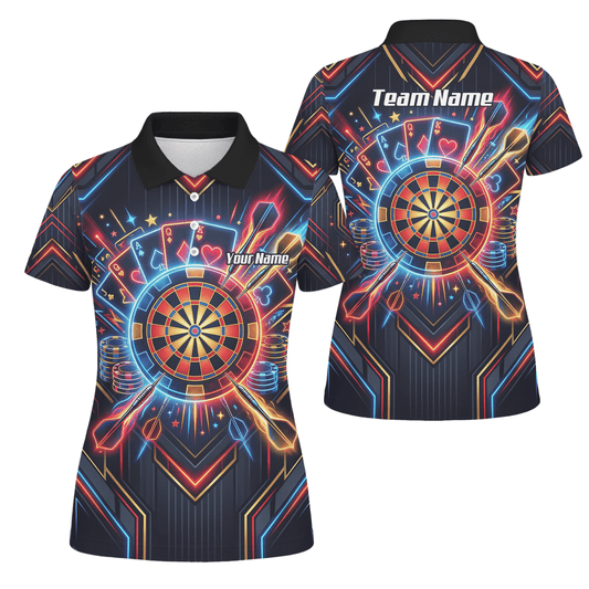 Dart Trikot Damen Personalisierbar – Casino Poker Design Neon I2744 - Outfitsuche