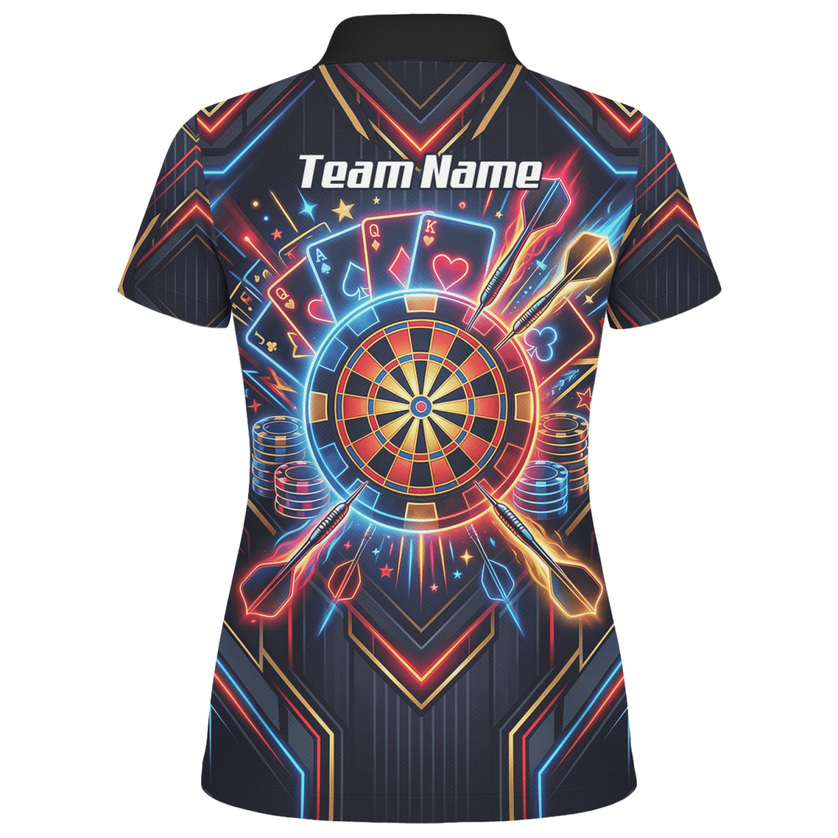 Dart Trikot Damen Personalisierbar – Casino Poker Design Neon I2744 - Outfitsuche